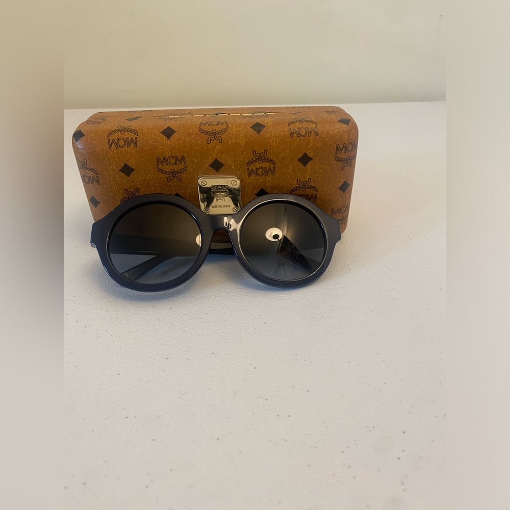 Navy Blue MCM Sunglasses w/ Glasses Case - Picture 3 of 9